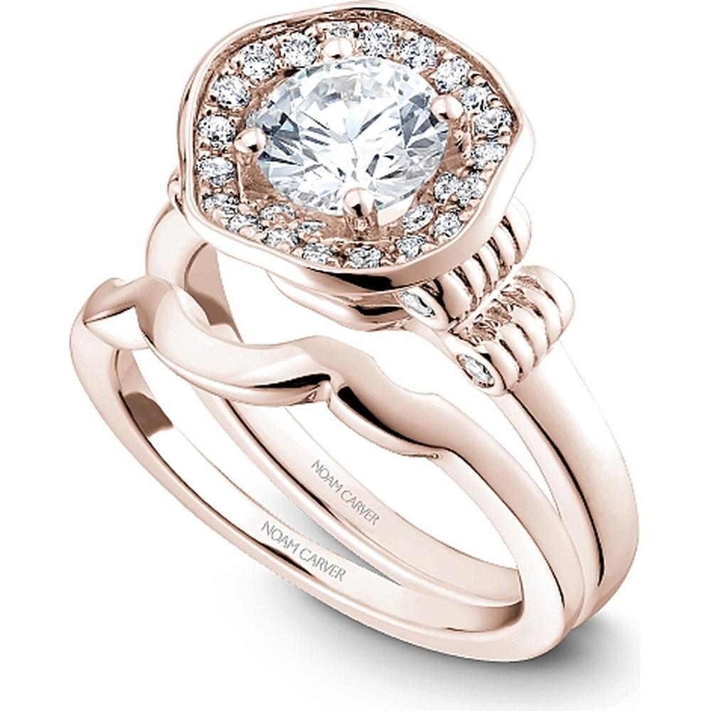 Round Cut Diamond Engagement Ring with Free-Form Floral Halo in Rose Gold by Noam Carver<em> - Choose Your Center Diamond: 1 to 5 Carats, Sustainable Lab-Grown or Natural Earth-Mined</em>