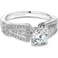 Round Cut Diamond Engagement Ring with Geometric Pavé Band in White Gold by Noam Carver<em> - Choose Your Center Diamond: 1 to 5 Carats, Sustainable Lab-Grown or Natural Earth-Mined</em>