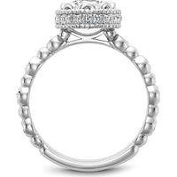 Round Cut Diamond Engagement Ring with Halo and Beaded Design in White Gold by Noam Carver<em> - Choose Your Center Diamond: 1 to 5 Carats, Sustainable Lab-Grown or Natural Earth-Mined</em>