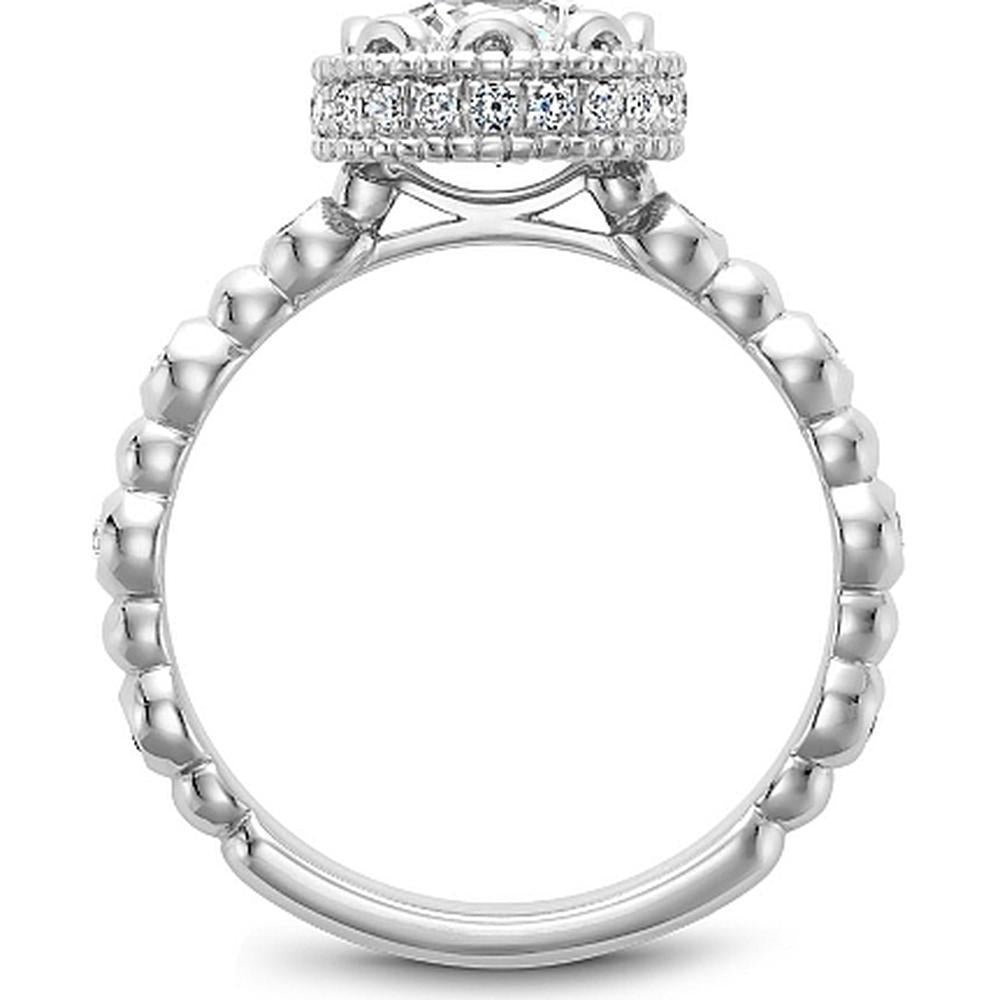 Round Cut Diamond Engagement Ring with Halo and Beaded Design in White Gold by Noam Carver<em> - Choose Your Center Diamond: 1 to 5 Carats, Sustainable Lab-Grown or Natural Earth-Mined</em>