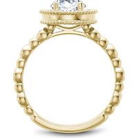 Round Cut Diamond Engagement Ring with Halo and Beaded Design in Yellow Gold by Noam Carver<em> - Choose Your Center Diamond: 1 to 5 Carats, Sustainable Lab-Grown or Natural Earth-Mined</em>