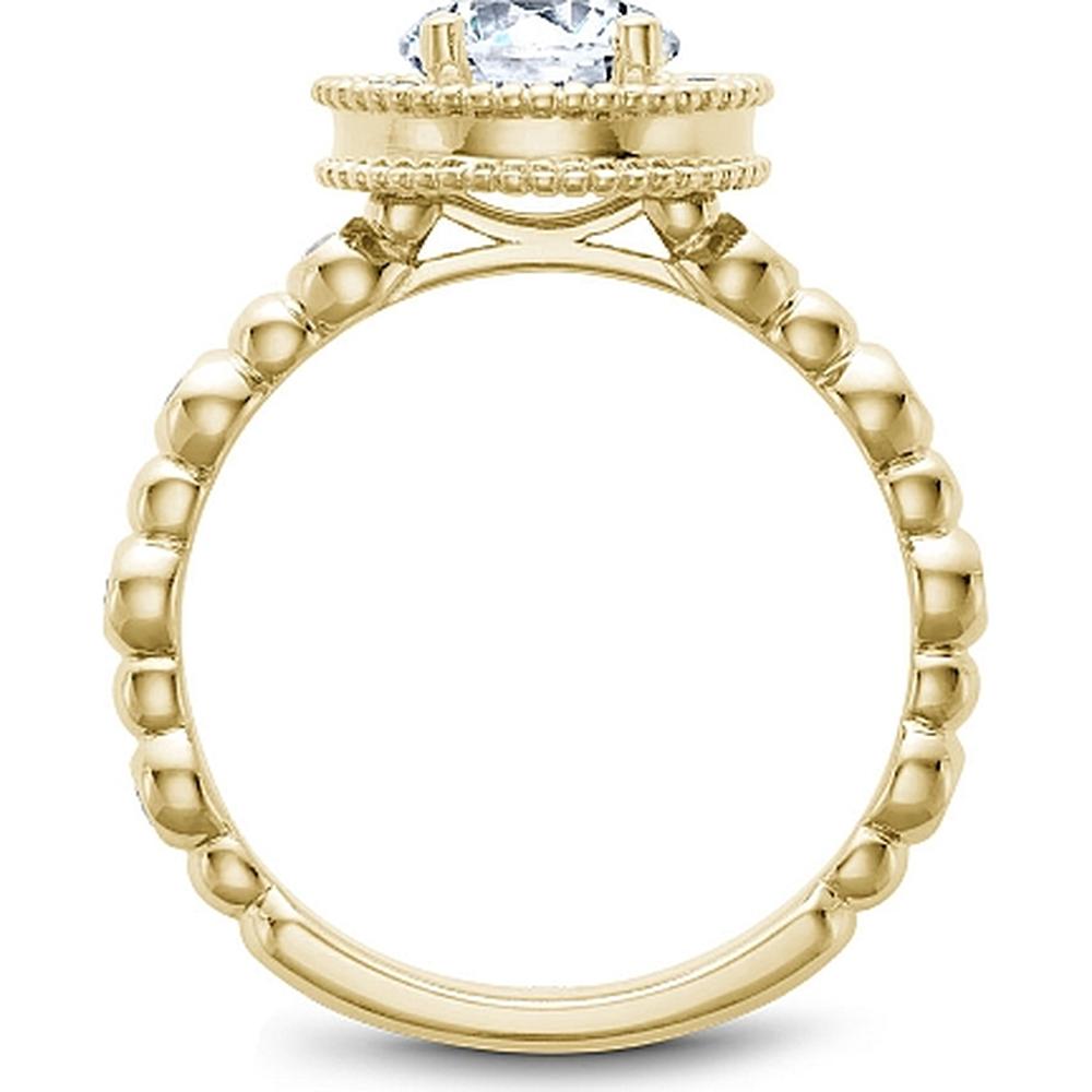 Round Cut Diamond Engagement Ring with Halo and Beaded Design in Yellow Gold by Noam Carver<em> - Choose Your Center Diamond: 1 to 5 Carats, Sustainable Lab-Grown or Natural Earth-Mined</em>
