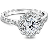 Round Cut Diamond Engagement Ring with Halo and Beaded Setting in White Gold by Noam Carver<em> - Choose Your Center Diamond: 1 to 5 Carats, Sustainable Lab-Grown or Natural Earth-Mined</em>