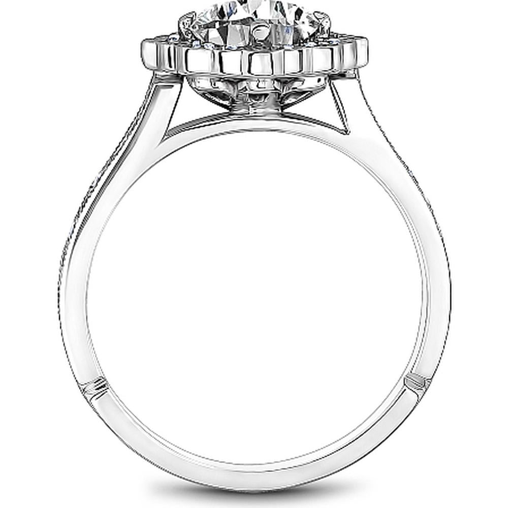 Round Cut Diamond Engagement Ring with Halo and Beaded Setting in White Gold by Noam Carver<em> - Choose Your Center Diamond: 1 to 5 Carats, Sustainable Lab-Grown or Natural Earth-Mined</em>