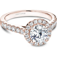 Round Cut Diamond Engagement Ring with Halo and Micro-Pavé Band in Rose Gold by Noam Carver<em> - Choose Your Center Diamond: 1 to 5 Carats, Sustainable Lab-Grown or Natural Earth-Mined</em>