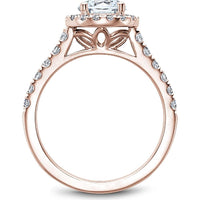 Round Cut Diamond Engagement Ring with Halo and Micro-Pavé Band in Rose Gold by Noam Carver<em> - Choose Your Center Diamond: 1 to 5 Carats, Sustainable Lab-Grown or Natural Earth-Mined</em>