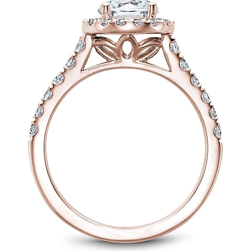 Round Cut Diamond Engagement Ring with Halo and Micro-Pavé Band in Rose Gold by Noam Carver<em> - Choose Your Center Diamond: 1 to 5 Carats, Sustainable Lab-Grown or Natural Earth-Mined</em>