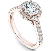 Round Cut Diamond Engagement Ring with Halo and Micro-Pavé Band in Rose Gold by Noam Carver<em> - Choose Your Center Diamond: 1 to 5 Carats, Sustainable Lab-Grown or Natural Earth-Mined</em>