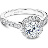 Round Cut Diamond Engagement Ring with Halo and Micro-Pavé Diamonds in White Gold by Noam Carver<em> - Choose Your Center Diamond: 1 to 5 Carats, Sustainable Lab-Grown or Natural Earth-Mined</em>