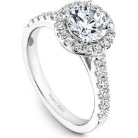 Round Cut Diamond Engagement Ring with Halo and Micro-Pavé Diamonds in White Gold by Noam Carver<em> - Choose Your Center Diamond: 1 to 5 Carats, Sustainable Lab-Grown or Natural Earth-Mined</em>