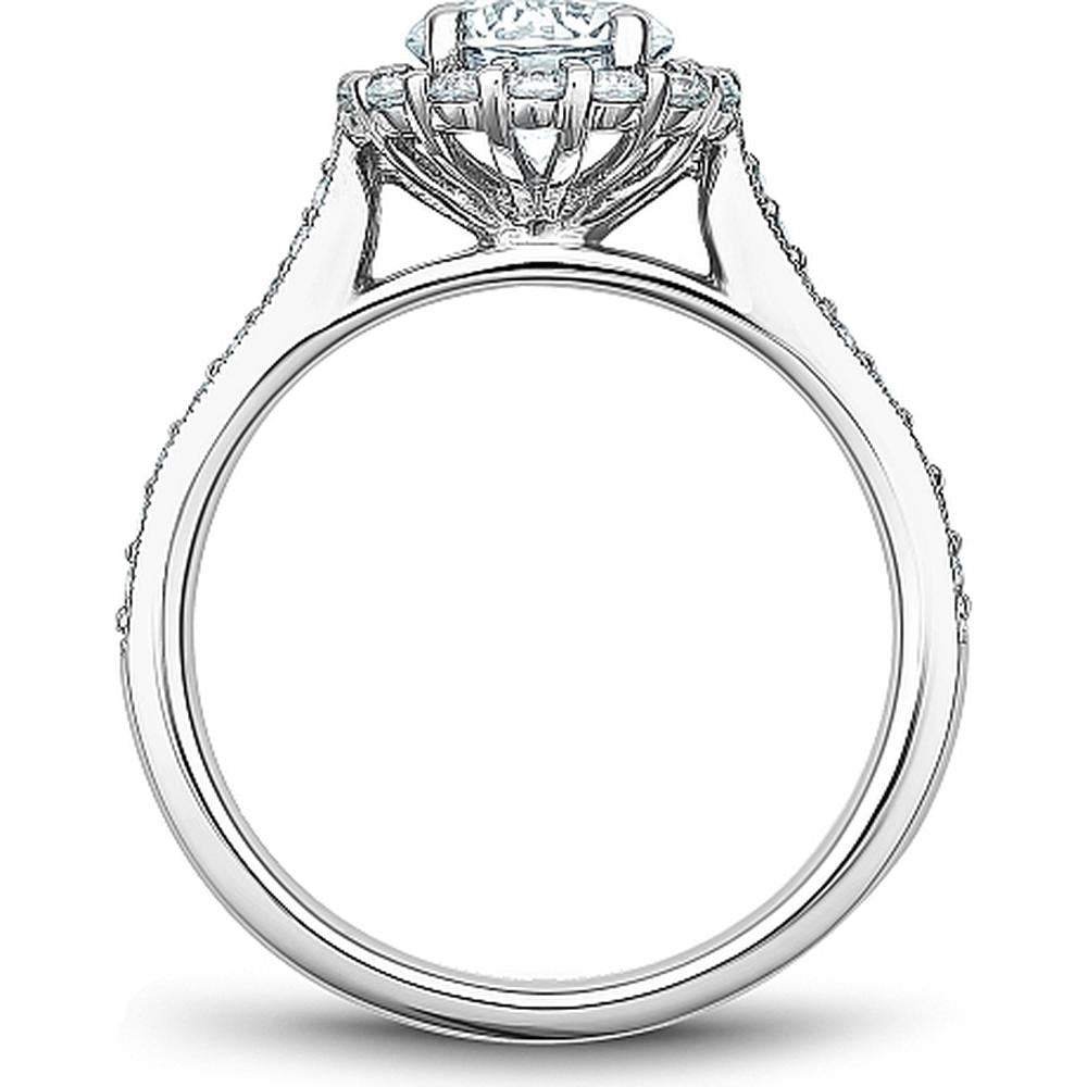 Round Cut Diamond Engagement Ring with Halo and Milgrain Detailing in White Gold by Noam Carver<em> - Choose Your Center Diamond: 1 to 5 Carats, Sustainable Lab-Grown or Natural Earth-Mined</em>