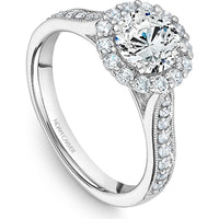 Round Cut Diamond Engagement Ring with Halo and Milgrain Detailing in White Gold by Noam Carver<em> - Choose Your Center Diamond: 1 to 5 Carats, Sustainable Lab-Grown or Natural Earth-Mined</em>