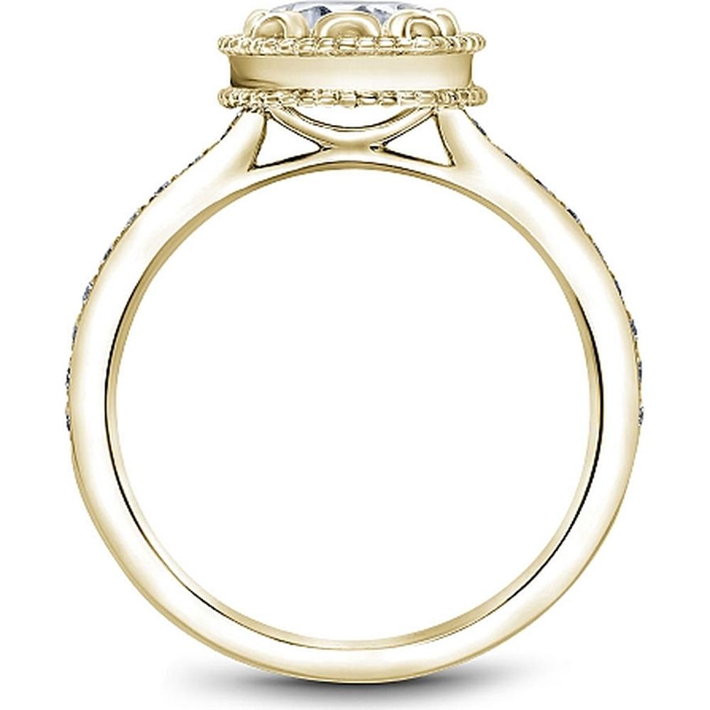 Round Cut Diamond Engagement Ring with Halo and Milgrain Detailing in Yellow Gold by Noam Carver<em> - Choose Your Center Diamond: 1 to 5 Carats, Sustainable Lab-Grown or Natural Earth-Mined</em>