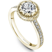 Round Cut Diamond Engagement Ring with Halo and Milgrain Detailing in Yellow Gold by Noam Carver<em> - Choose Your Center Diamond: 1 to 5 Carats, Sustainable Lab-Grown or Natural Earth-Mined</em>