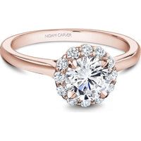 Round Cut Diamond Engagement Ring with Halo and Minimalistic Band in Rose Gold by Noam Carver<em> - Choose Your Center Diamond: 1 to 5 Carats, Sustainable Lab-Grown or Natural Earth-Mined</em>