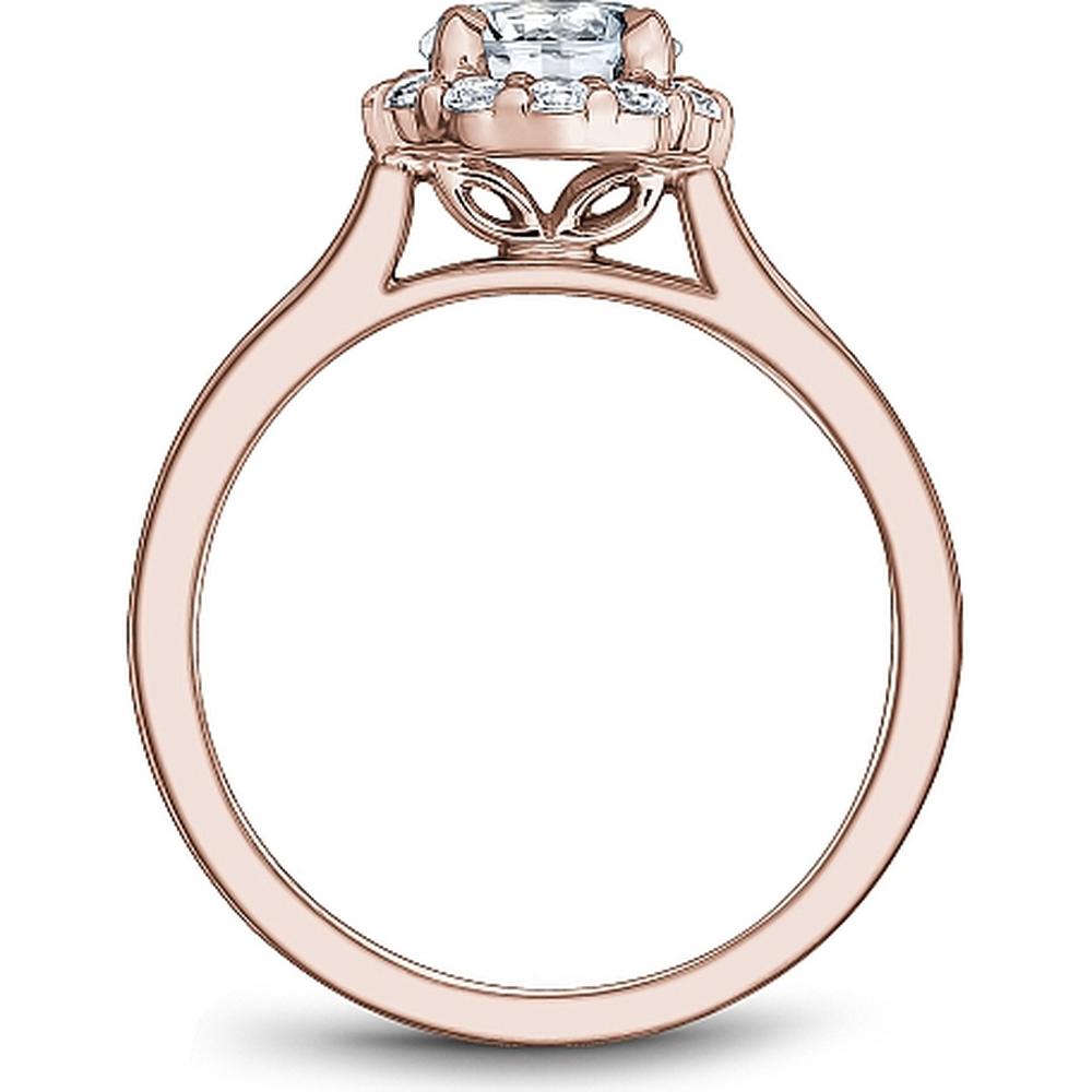 Round Cut Diamond Engagement Ring with Halo and Minimalistic Band in Rose Gold by Noam Carver<em> - Choose Your Center Diamond: 1 to 5 Carats, Sustainable Lab-Grown or Natural Earth-Mined</em>