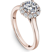 Round Cut Diamond Engagement Ring with Halo and Minimalistic Band in Rose Gold by Noam Carver<em> - Choose Your Center Diamond: 1 to 5 Carats, Sustainable Lab-Grown or Natural Earth-Mined</em>