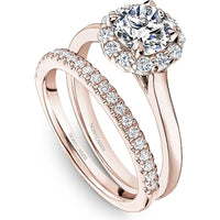 Round Cut Diamond Engagement Ring with Halo and Minimalistic Band in Rose Gold by Noam Carver<em> - Choose Your Center Diamond: 1 to 5 Carats, Sustainable Lab-Grown or Natural Earth-Mined</em>