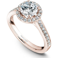 Round Cut Diamond Engagement Ring with Halo and Pav&eacute; Band in Rose Gold by Noam Carver<em> - Choose Your Center Diamond: 1 to 5 Carats, Sustainable Lab-Grown or Natural Earth-Mined</em>
