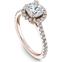 Round Cut Diamond Engagement Ring with Halo and Pav&eacute; Band in Rose Gold by Noam Carver<em> - Choose Your Center Diamond: 1 to 5 Carats, Sustainable Lab-Grown or Natural Earth-Mined</em>