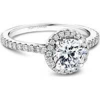 Round Cut Diamond Engagement Ring with Halo and Pavé Band in White Gold by Noam Carver<em> - Choose Your Center Diamond: 1 to 5 Carats, Sustainable Lab-Grown or Natural Earth-Mined</em>