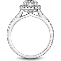 Round Cut Diamond Engagement Ring with Halo and Pavé Band in White Gold by Noam Carver<em> - Choose Your Center Diamond: 1 to 5 Carats, Sustainable Lab-Grown or Natural Earth-Mined</em>