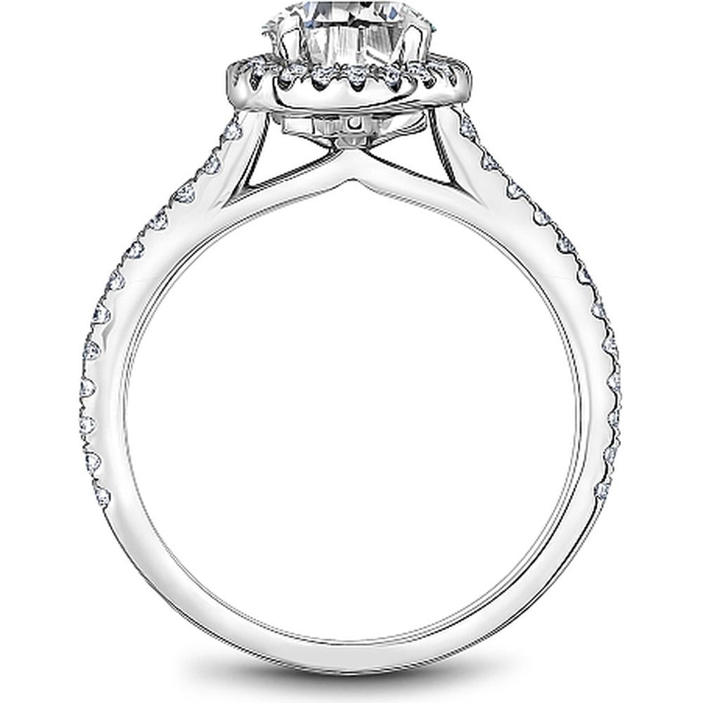 Round Cut Diamond Engagement Ring with Halo and Pavé Band in White Gold by Noam Carver<em> - Choose Your Center Diamond: 1 to 5 Carats, Sustainable Lab-Grown or Natural Earth-Mined</em>