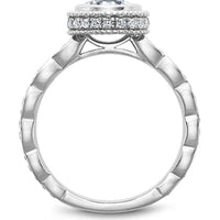 Round Cut Diamond Engagement Ring with Halo and Pavé Band in White Gold by Noam Carver<em> - Choose Your Center Diamond: 1 to 5 Carats, Sustainable Lab-Grown or Natural Earth-Mined</em>