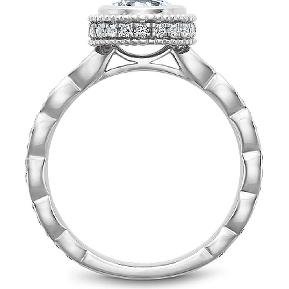 Round Cut Diamond Engagement Ring with Halo and Pavé Band in White Gold by Noam Carver<em> - Choose Your Center Diamond: 1 to 5 Carats, Sustainable Lab-Grown or Natural Earth-Mined</em>