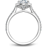 Round Cut Diamond Engagement Ring with Halo and Pavé Band in White Gold by Noam Carver<em> - Choose Your Center Diamond: 1 to 5 Carats, Sustainable Lab-Grown or Natural Earth-Mined</em>