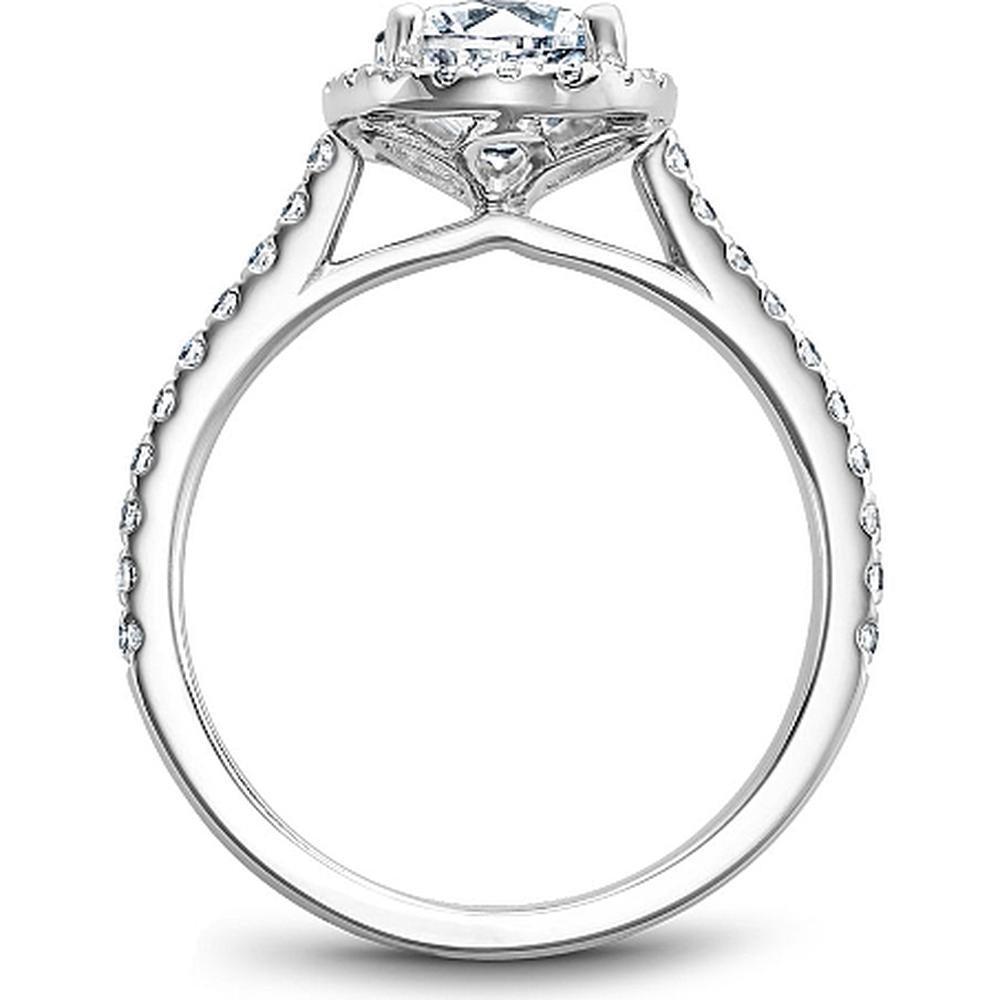 Round Cut Diamond Engagement Ring with Halo and Pavé Band in White Gold by Noam Carver<em> - Choose Your Center Diamond: 1 to 5 Carats, Sustainable Lab-Grown or Natural Earth-Mined</em>