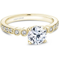 Round Cut Diamond Engagement Ring with Halo and Pavé Band in Yellow Gold by Noam Carver<em> - Choose Your Center Diamond: 1 to 5 Carats, Sustainable Lab-Grown or Natural Earth-Mined</em>