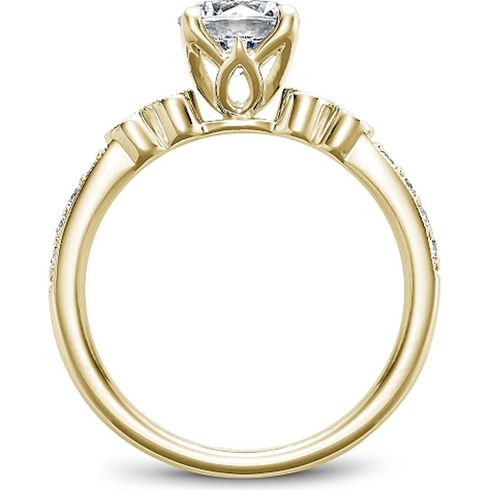 Round Cut Diamond Engagement Ring with Halo and Pavé Band in Yellow Gold by Noam Carver<em> - Choose Your Center Diamond: 1 to 5 Carats, Sustainable Lab-Grown or Natural Earth-Mined</em>