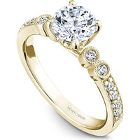 Round Cut Diamond Engagement Ring with Halo and Pavé Band in Yellow Gold by Noam Carver<em> - Choose Your Center Diamond: 1 to 5 Carats, Sustainable Lab-Grown or Natural Earth-Mined</em>