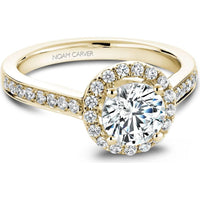Round Cut Diamond Engagement Ring with Halo and Pav&eacute; Set Band in Yellow Gold by Noam Carver<em> - Choose Your Center Diamond: 1 to 5 Carats, Sustainable Lab-Grown or Natural Earth-Mined</em>