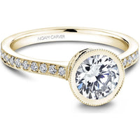 Round Cut Diamond Engagement Ring with Halo and Pav&eacute;-Set Band in Yellow Gold by Noam Carver<em> - Choose Your Center Diamond: 1 to 5 Carats, Sustainable Lab-Grown or Natural Earth-Mined</em>