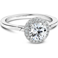 Round Cut Diamond Engagement Ring with Halo and Polished Band in White Gold by Noam Carver<em> - Choose Your Center Diamond: 1 to 5 Carats, Sustainable Lab-Grown or Natural Earth-Mined</em>