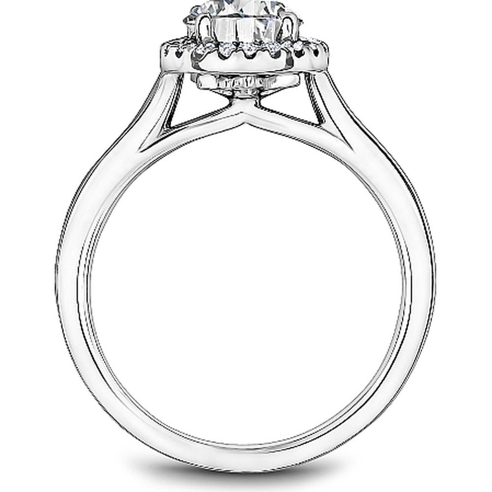 Round Cut Diamond Engagement Ring with Halo and Polished Band in White Gold by Noam Carver<em> - Choose Your Center Diamond: 1 to 5 Carats, Sustainable Lab-Grown or Natural Earth-Mined</em>