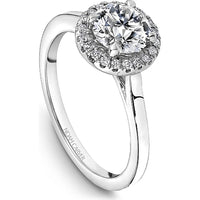 Round Cut Diamond Engagement Ring with Halo and Polished Band in White Gold by Noam Carver<em> - Choose Your Center Diamond: 1 to 5 Carats, Sustainable Lab-Grown or Natural Earth-Mined</em>