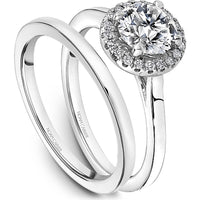 Round Cut Diamond Engagement Ring with Halo and Polished Band in White Gold by Noam Carver<em> - Choose Your Center Diamond: 1 to 5 Carats, Sustainable Lab-Grown or Natural Earth-Mined</em>