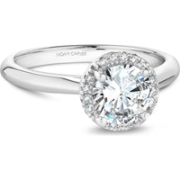 Round Cut Diamond Engagement Ring with Halo and Tapered Band in White Gold by Noam Carver<em> - Choose Your Center Diamond: 1 to 5 Carats, Sustainable Lab-Grown or Natural Earth-Mined</em>