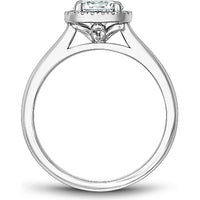Round Cut Diamond Engagement Ring with Halo and Tapered Band in White Gold by Noam Carver<em> - Choose Your Center Diamond: 1 to 5 Carats, Sustainable Lab-Grown or Natural Earth-Mined</em>