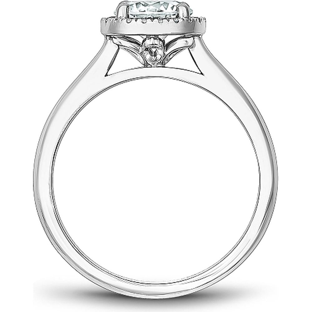 Round Cut Diamond Engagement Ring with Halo and Tapered Band in White Gold by Noam Carver<em> - Choose Your Center Diamond: 1 to 5 Carats, Sustainable Lab-Grown or Natural Earth-Mined</em>