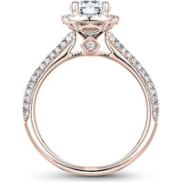 Round Cut Diamond Engagement Ring with Halo and Triple Pavé Band in Rose Gold by Noam Carver<em> - Choose Your Center Diamond: 1 to 5 Carats, Sustainable Lab-Grown or Natural Earth-Mined</em>