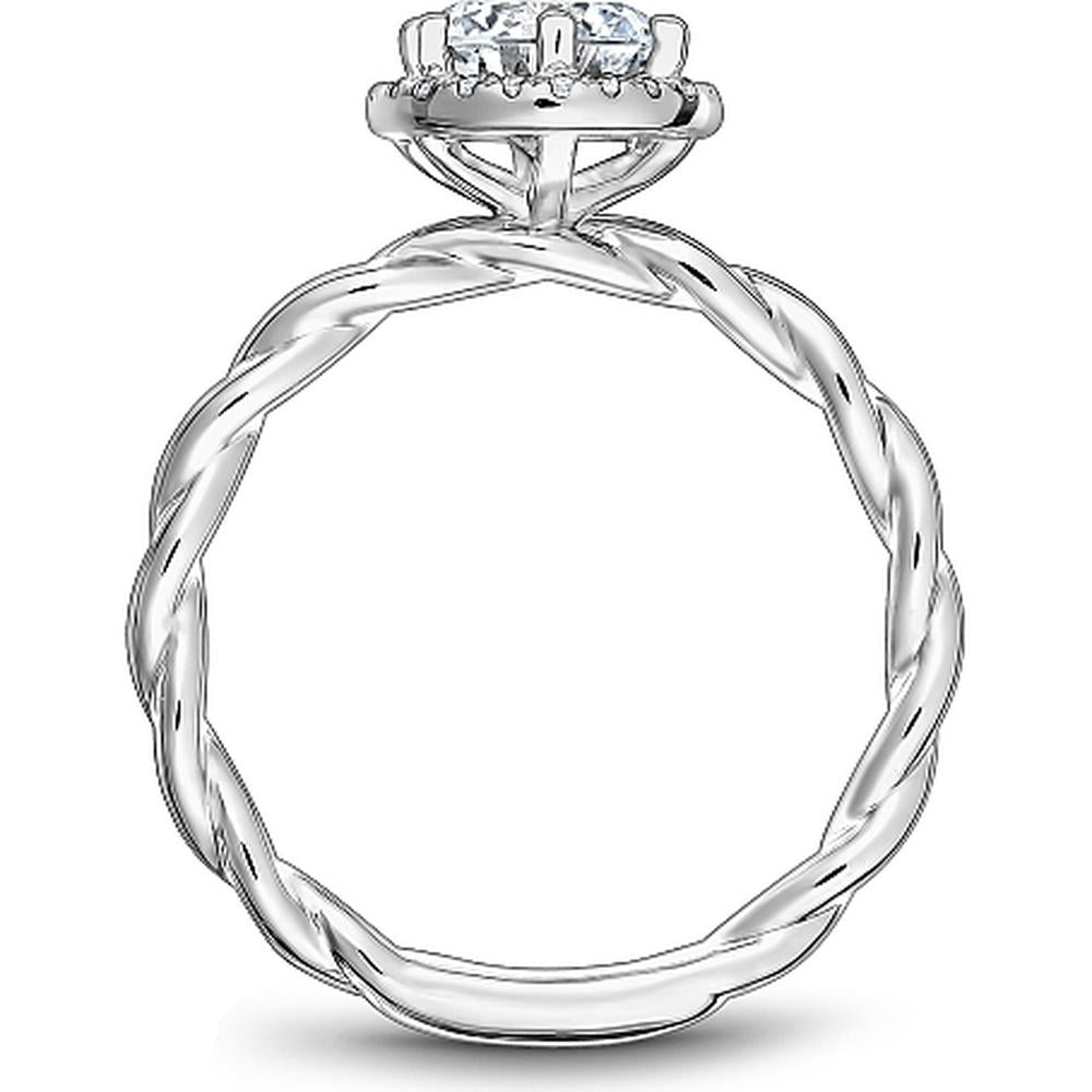 Round Cut Diamond Engagement Ring with Halo and Twisted Band in White Gold by Noam Carver<em> - Choose Your Center Diamond: 1 to 5 Carats, Sustainable Lab-Grown or Natural Earth-Mined</em>