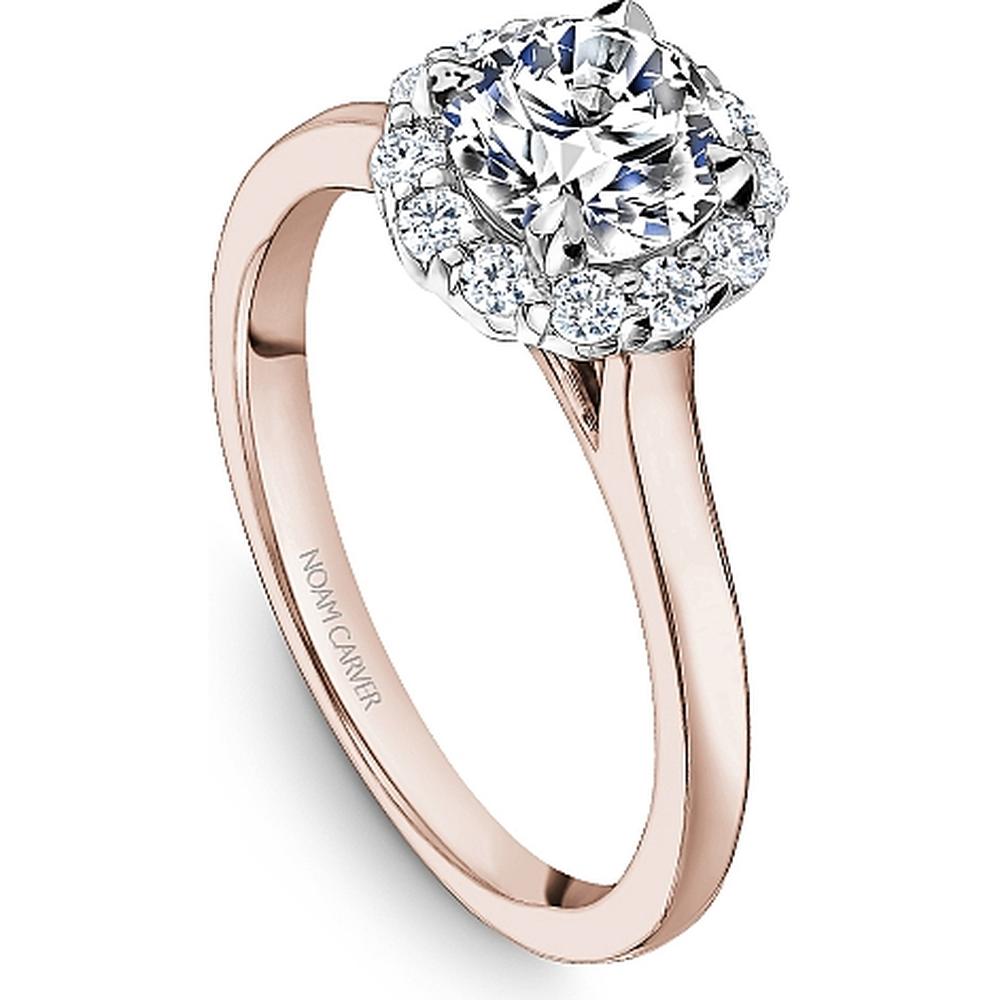 Round Cut Diamond Engagement Ring with Halo and Two-Tone Design in Rose Gold and White Gold by Noam Carver<em> - Choose Your Center Diamond: 1 to 5 Carats, Sustainable Lab-Grown or Natural Earth-Mined</em>