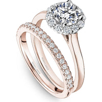 Round Cut Diamond Engagement Ring with Halo and Two-Tone Design in Rose Gold and White Gold by Noam Carver<em> - Choose Your Center Diamond: 1 to 5 Carats, Sustainable Lab-Grown or Natural Earth-Mined</em>