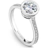 Round Cut Diamond Engagement Ring with Halo Setting and Micro-Pav&eacute; Band in White Gold by Noam Carver<em> - Choose Your Center Diamond: 1 to 5 Carats, Sustainable Lab-Grown or Natural Earth-Mined</em>