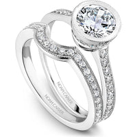 Round Cut Diamond Engagement Ring with Halo Setting and Micro-Pav&eacute; Band in White Gold by Noam Carver<em> - Choose Your Center Diamond: 1 to 5 Carats, Sustainable Lab-Grown or Natural Earth-Mined</em>