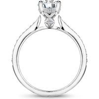 Round Cut Diamond Engagement Ring with Halo Setting and Pavé Band in White Gold by Noam Carver<em> - Choose Your Center Diamond: 1 to 5 Carats, Sustainable Lab-Grown or Natural Earth-Mined</em>